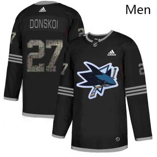 Mens Adidas San Jose Sharks 27 Joonas Donskoi Black Authentic Classic Stitched NHL Jersey